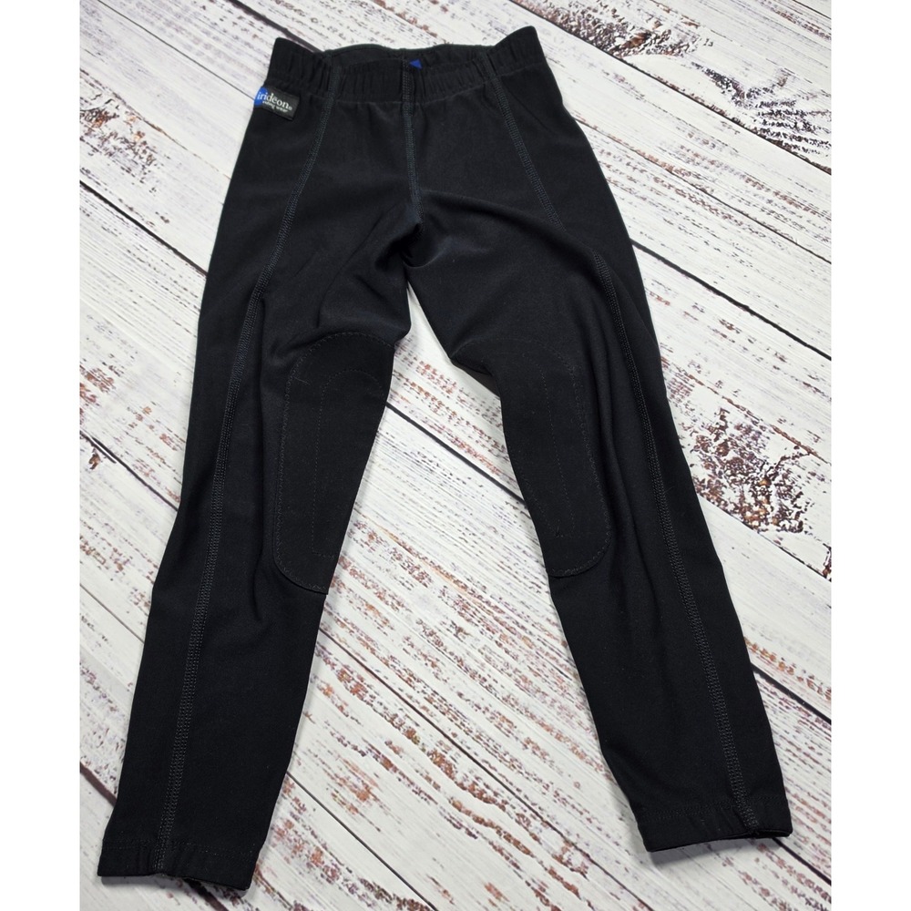 Irideon Riding Breeches Kids Small Black Excellent Knee Patch Equestrian Tights